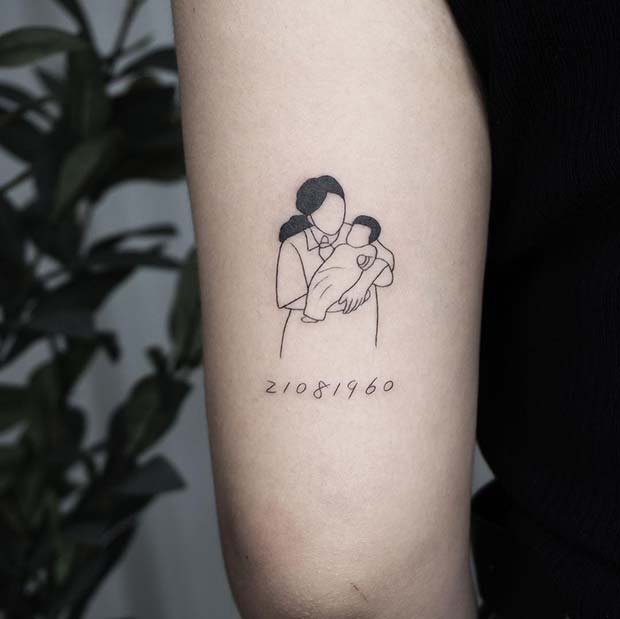 Mother and Baby Tattoo Idea