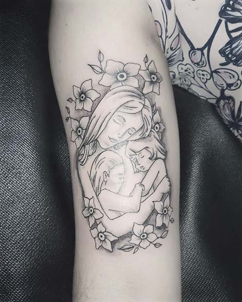 Mother and Children Tattoo Idea