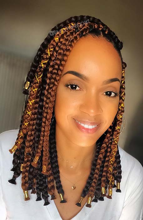 Black and Brown Short Box Braids 