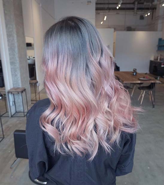 Grey to Pastel Rose Gold Ombre