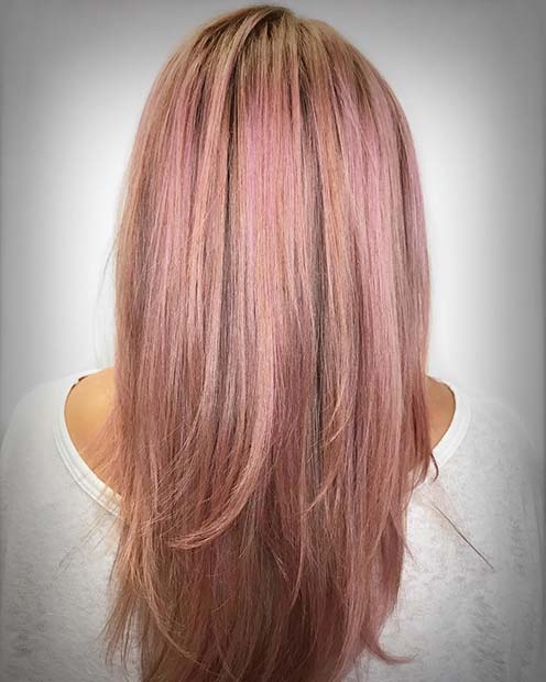 Straight Rose Gold Hair Idea