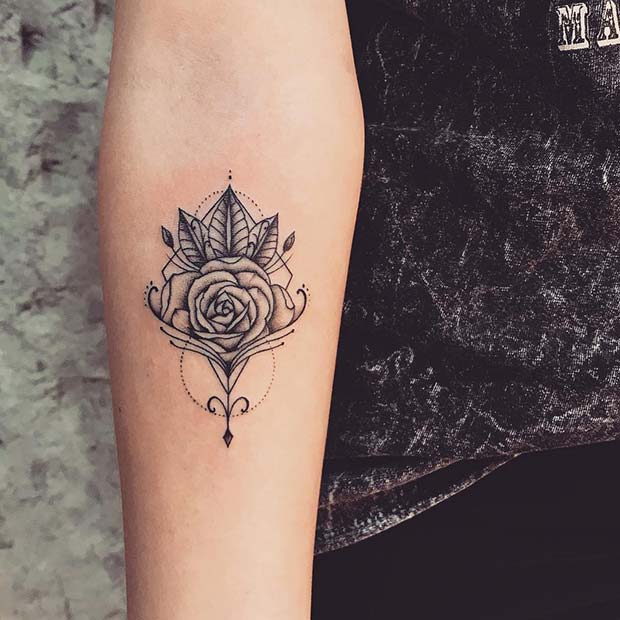 Beautiful Rose Arrow Tattoo 