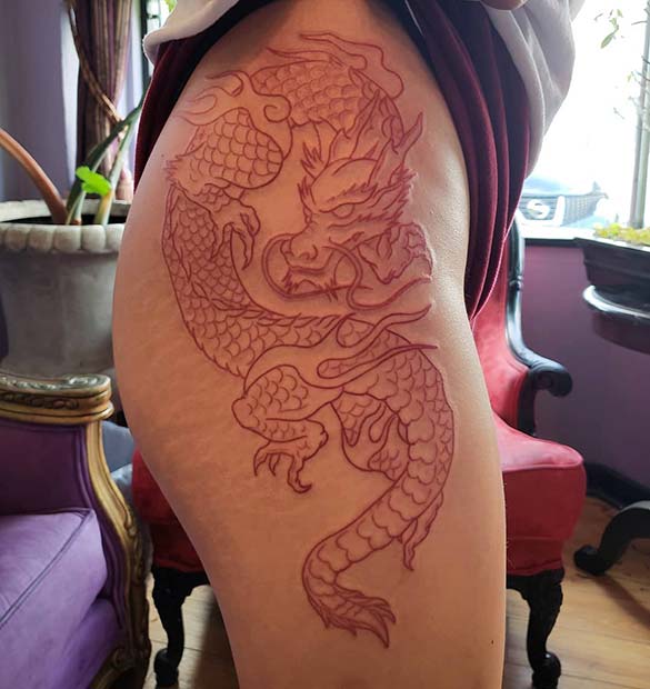Outline of a red dragon Done  Thirty Three VII Tattoos  Facebook