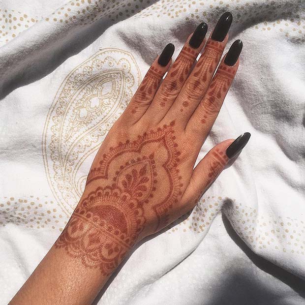 Red Henna Hand Design