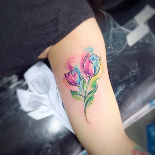 Vibrant Tulip Tattoo Idea