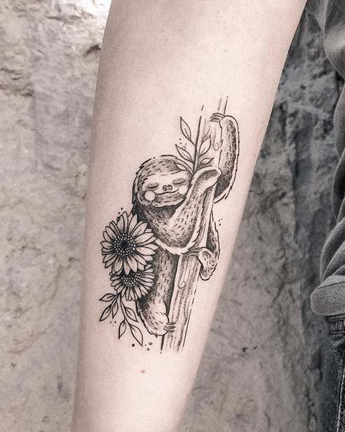 minimal tattoo tattoo designs sloth tattoo colorsloth animals tattoo  Sloth  tattoo Minimalist tattoo Tattoos