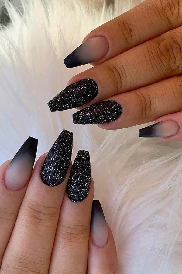 Black coffin store nail designs