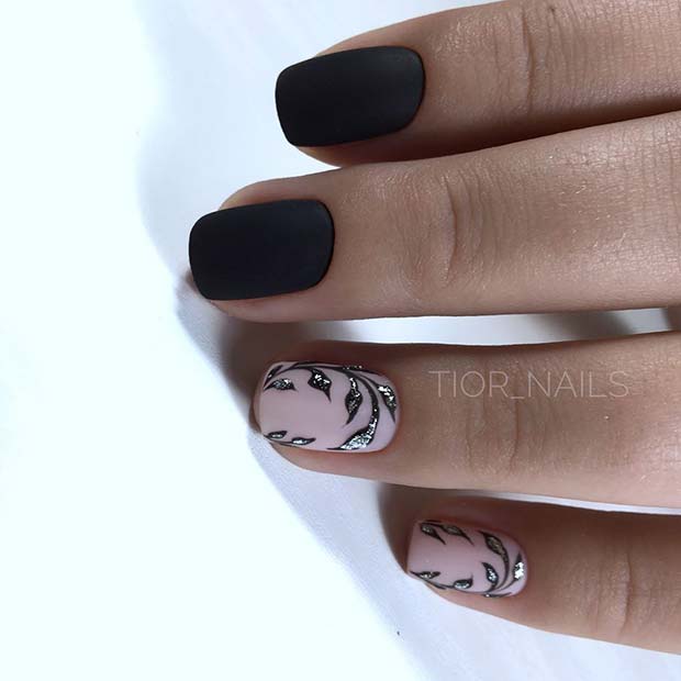 Elegant Black Matte Nails 