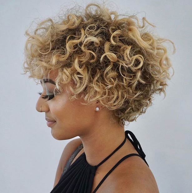 Blonde Curly Hair Bob