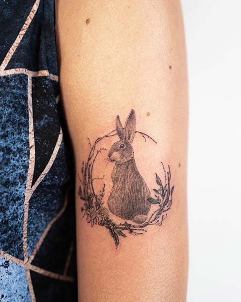Botanical Rabbit Tattoo