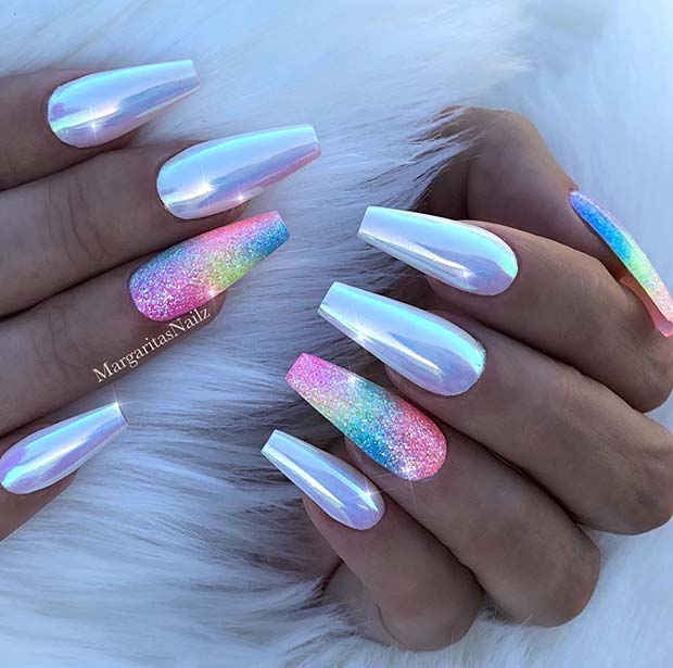 Rainbow Nails Acrylic Nail Arts