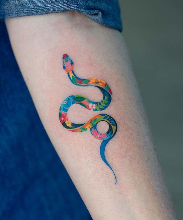 Colorful Snake Tattoo