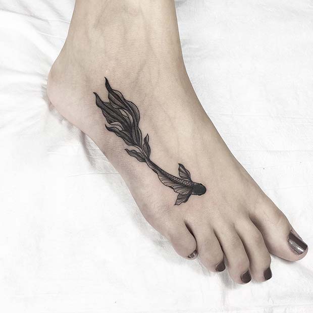 Cool Black Koi Fish Tattoo Idea