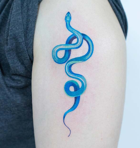 Cool Blue Snake Tattoo Design