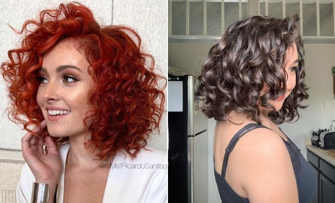 curly long stacked bob hairstyles