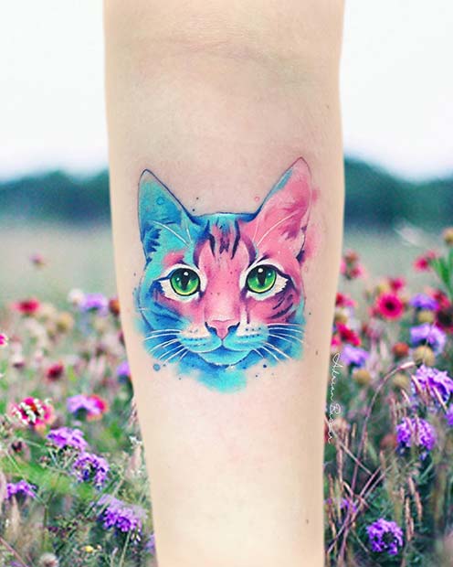Cute Cat Tattoo Idea