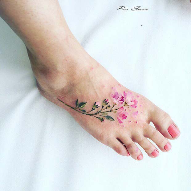 Delicate Watercolor Flower Tattoo