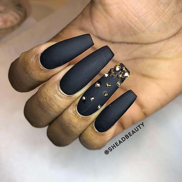Edgy Black Coffin Nails