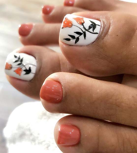 Floral Toe Nail Art