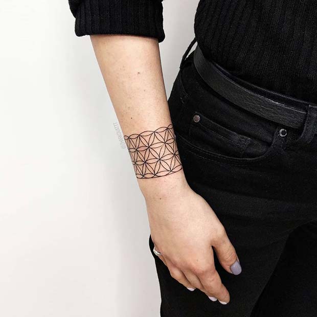 Geometric Chunky Bracelet Tattoo 