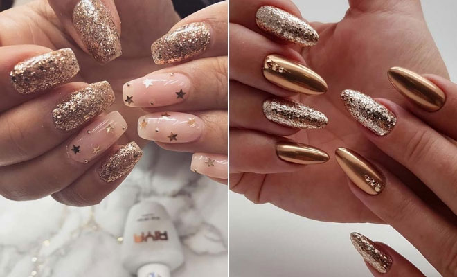 gold color nails