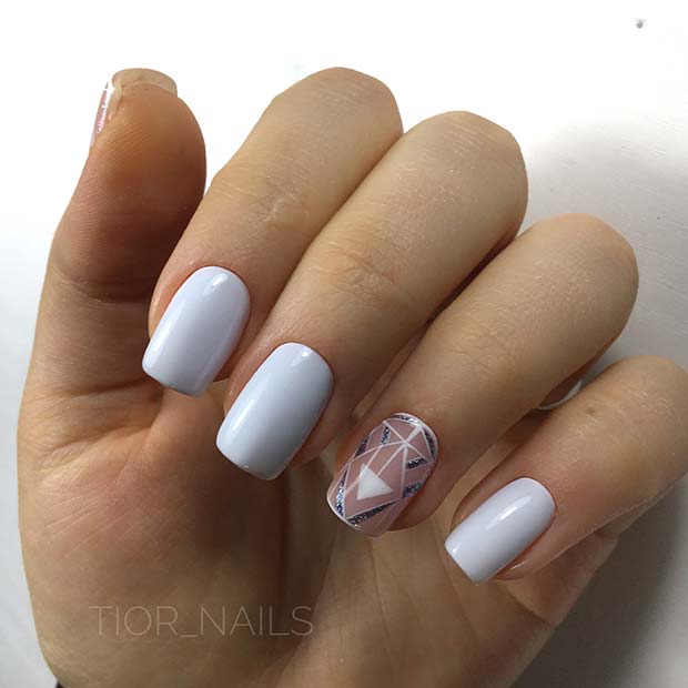 Light Nails with Glam Nail Art