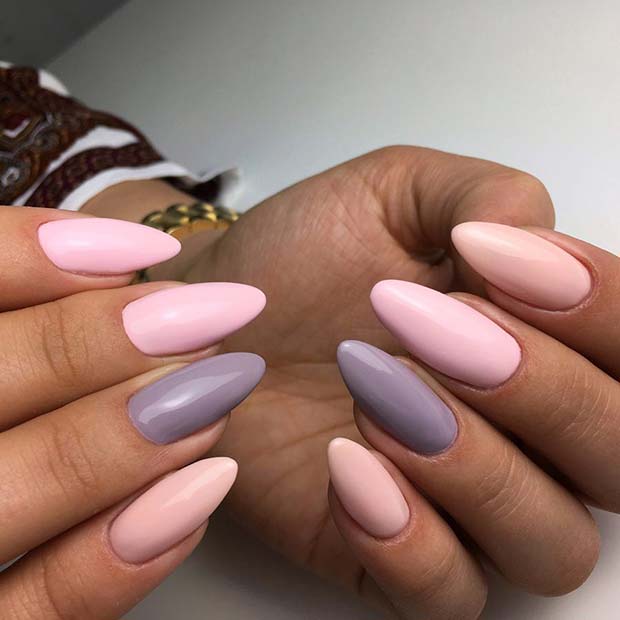 Light Pink and Purple Nail Design
