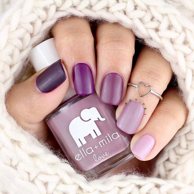Matte Purple Gradient Nails