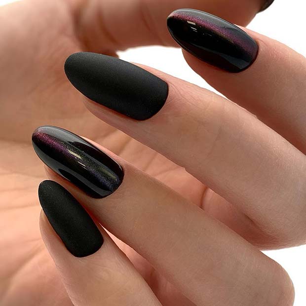 Matte and Glossy Black Nails