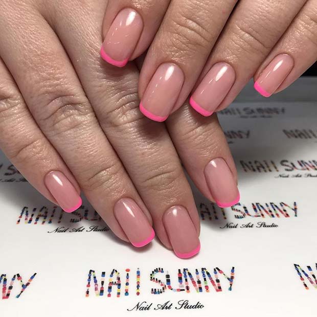 Nude Nails with Pink Tips