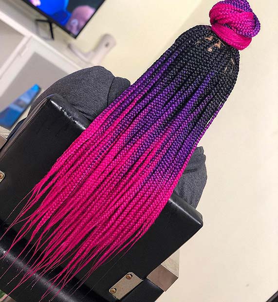Pink and Purple Ombre Braids