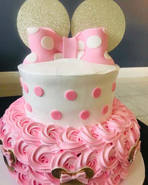 Pink and White Disney Inspired Cake