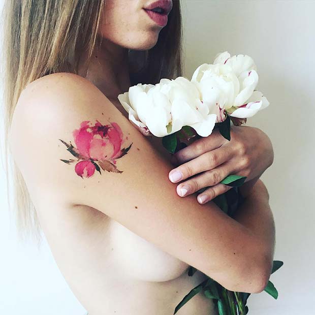 Pretty Watercolor Flower Tattoo Design