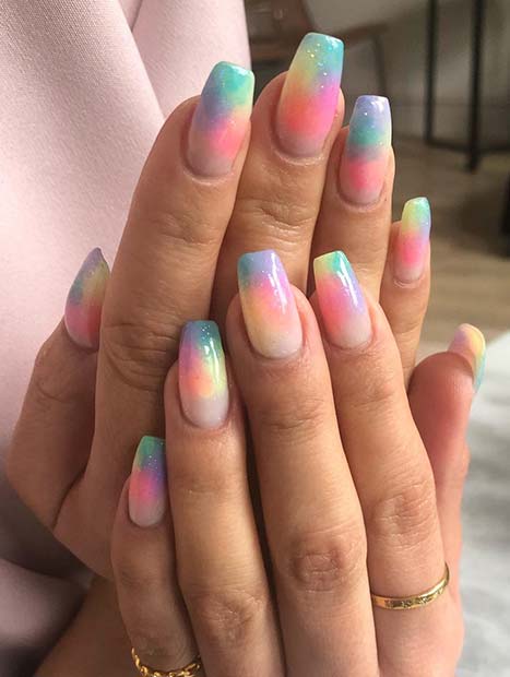 Pretty and Light Rainbow Nails