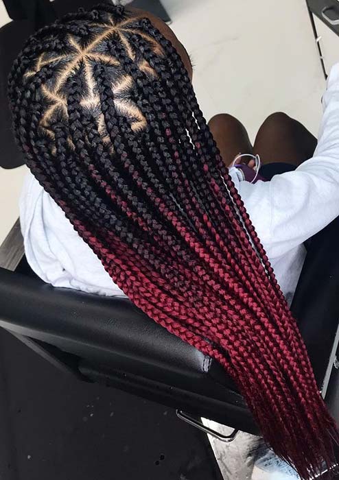 Red Ombre Triangle Braids