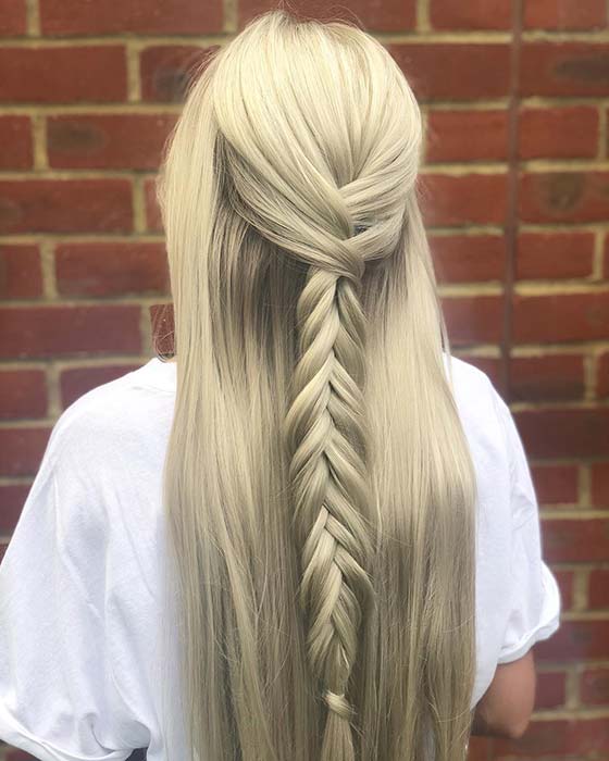 41 Pretty Half Up, Half Down Braid Hairstyles to DIY - StayGlam