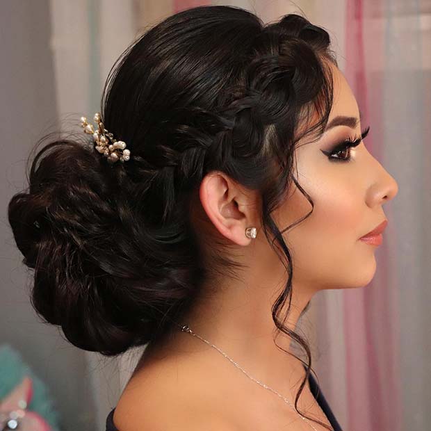 Stunning Updo with a Side Braid