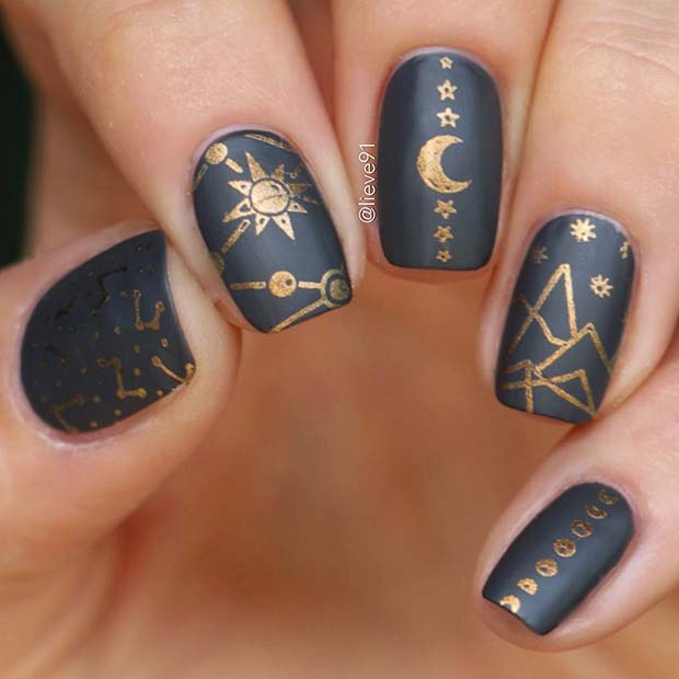 Sun, Moon and Stars Nails