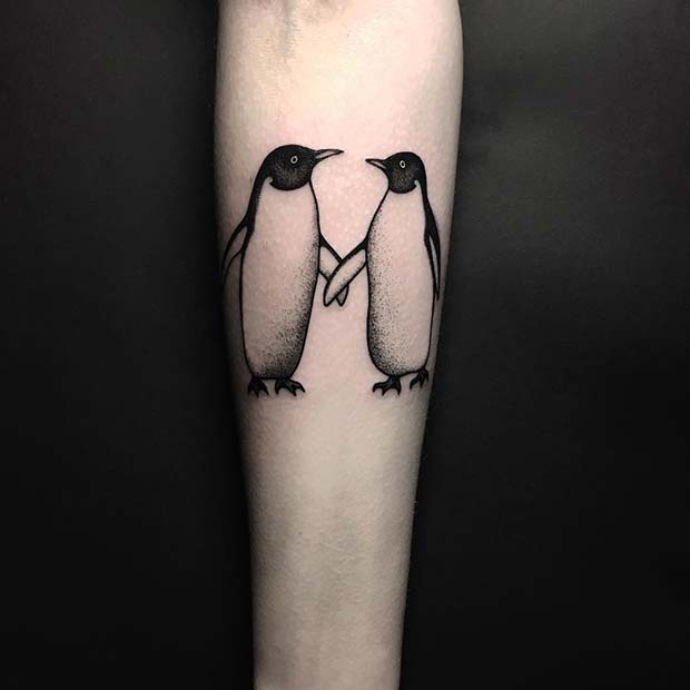 Super Cute Penguins Tattoo Design