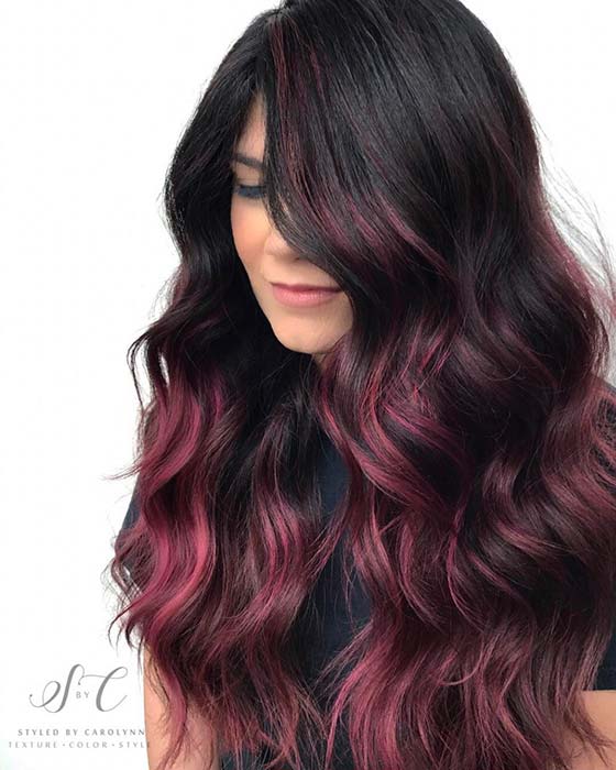 Toned Down Burgundy Ombre Hair