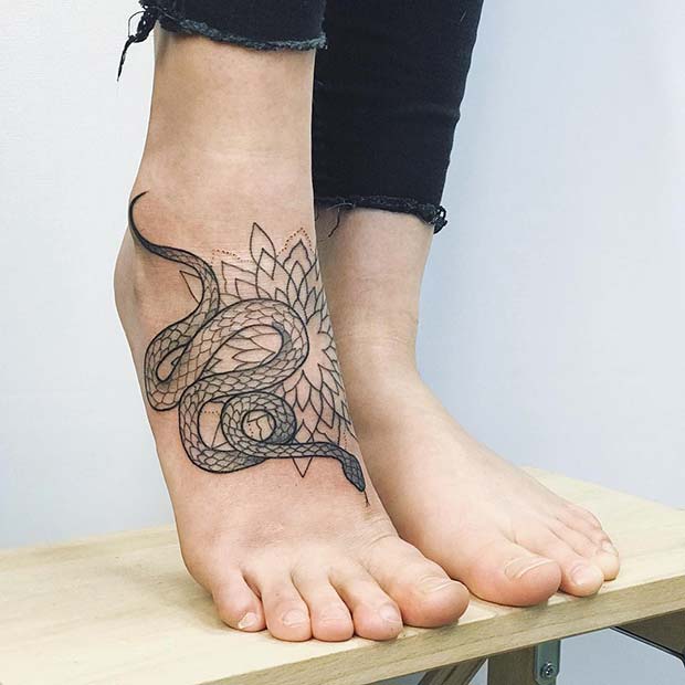 Trendy Snake Foot Tattoo Idea