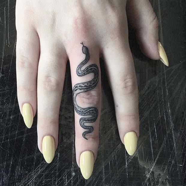 Trendy Snake Finger Tattoo
