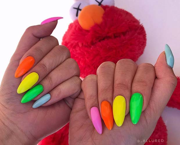 Vibrant Candy Color Nails