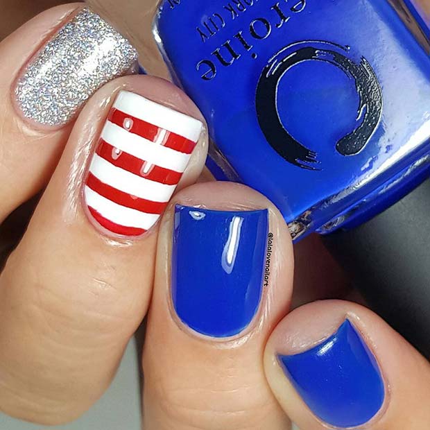 4th of July Design for Short Nails