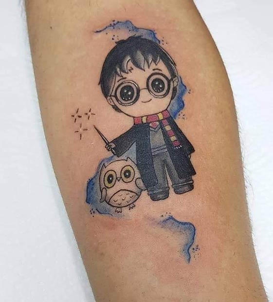 Cute Harry Potter Illustration Tattoo