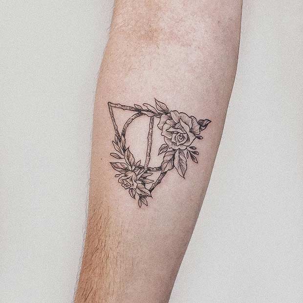 Deathly Hallows Symbol with Roses
