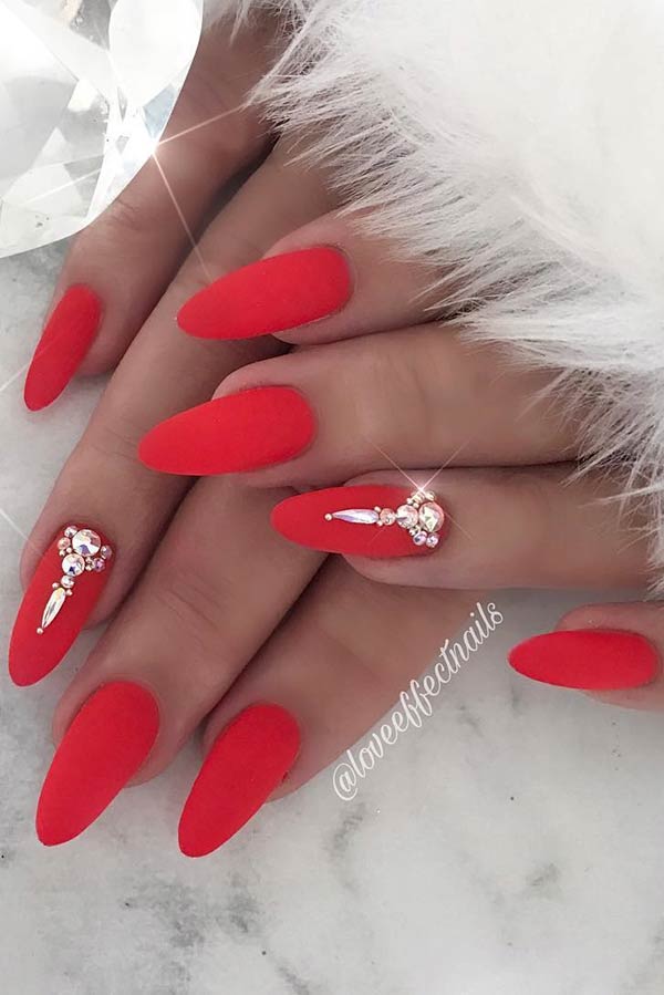 Elegant Matte Red Nail Art Design