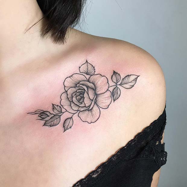 Flower Collar Bone Tattoo Idea