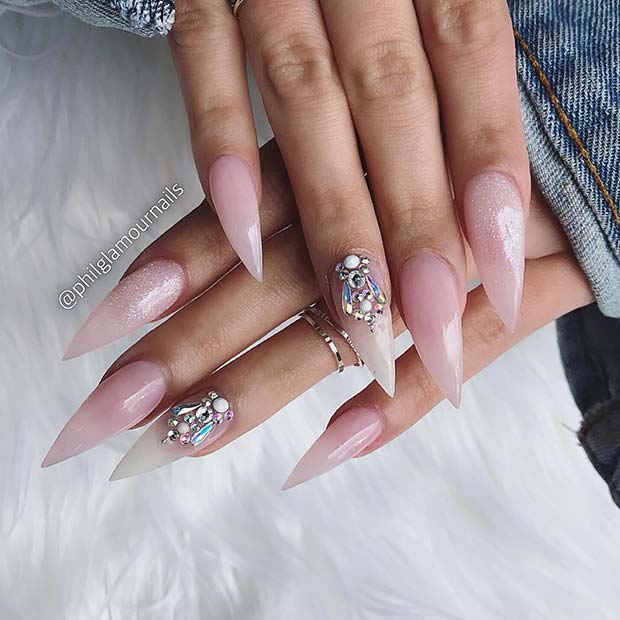 Light Pink Stiletto Nails 