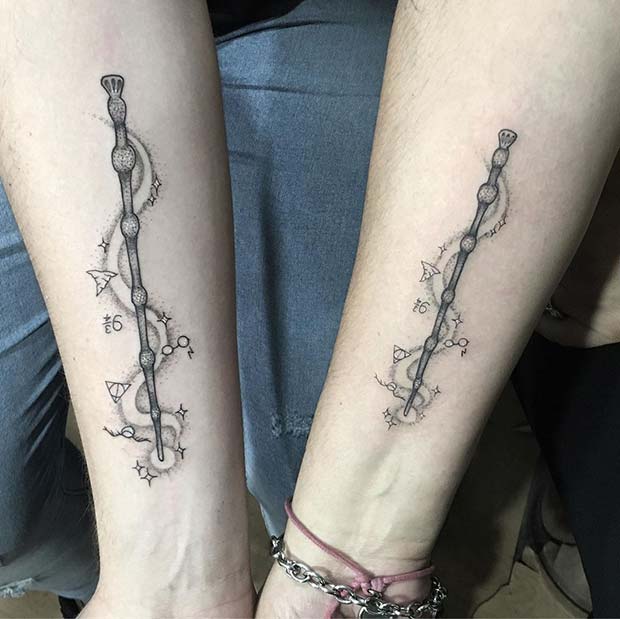 Matching Wands Tattoo Idea